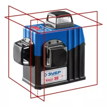 Нивелир лазерный ЗУБР КРЕСТ 3D 34908-2, 3х360°, 20м/70м, точн. +/-0,3 мм/м, штатив