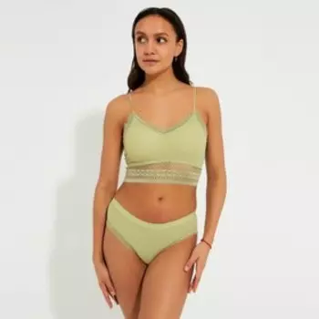 Нижнее бельё женское: топ и трусы, цвет оливковый, размер 42-44