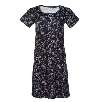 Ночная сорочка женская, черный принт, размер 48