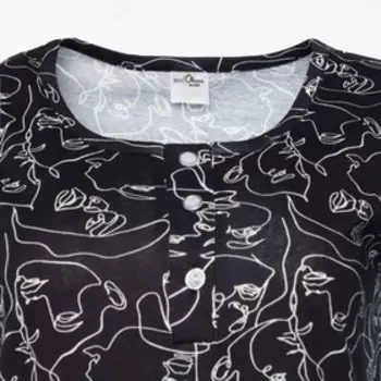 Ночная сорочка женская, черный принт, размер 52