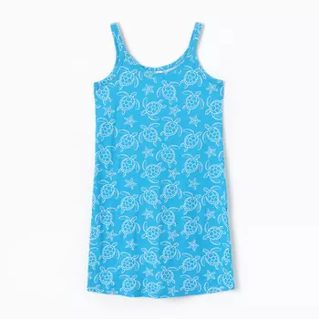 Сорочка ночная женская, синий черепахи, размер 48