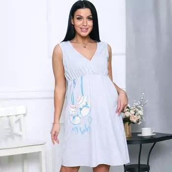 Ночная сорочка женская для беременных, цвет серый, размер 56