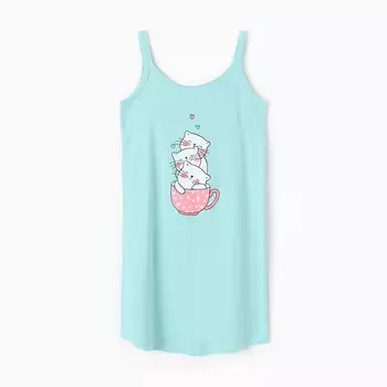 Ночная сорочка женская "Котики", цвет голубой, размер 46