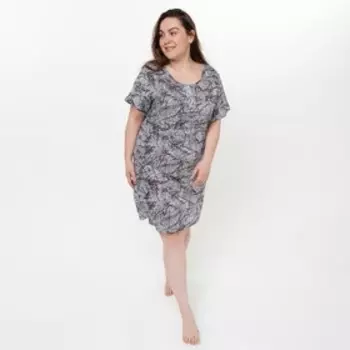 Ночная сорочка женская, серый принт, размер 44
