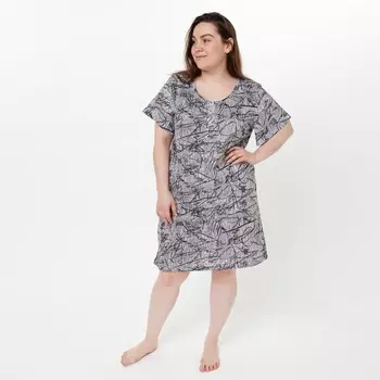 Ночная сорочка женская, серый принт, размер 50