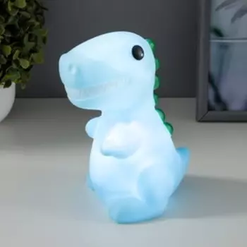 Фигурка световая RISALUX «Динозаврик», LED-ночник, от батареек LR44, синий, 101014 см