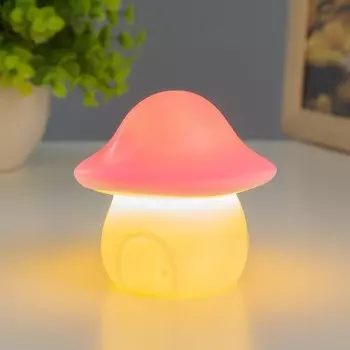 Фигурка светящаяся RISALUX «Домик», LED-ночник, от батареек, бело-розовый, 7.27.4 см