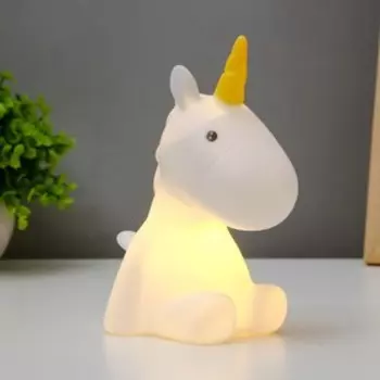 Фигурка светящаяся RISALUX «Единорог», LED-ночник, от батареек 3LR44, белый, 15.5108 см