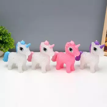 Фигурка светящаяся RISALUX «Единорожка», LED-ночник, 1 Вт, от батареек LR44, 14125 см, МИКС