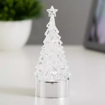 Фигурка светящаяся RISALUX «Новогодняя ёлка», LED-ночник, 1 Вт, RGB, 3LR44, хром, 4411 см