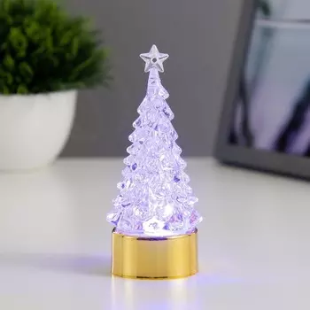 Фигурка светящаяся RISALUX «Новогодняя ёлка», LED-ночник, 1 Вт, RGB, 3LR44, золото
