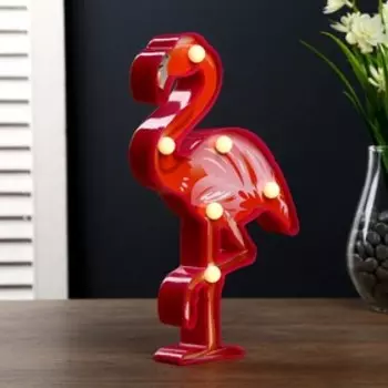 Ночник "Фламинго" 6хLED батарейки 2хАА розовый 14х3х22 см RISALUX