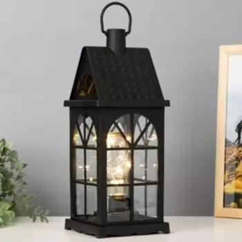 Ночник "Фонарь-домик" чёрная от батареек 3ААА 35х13,5х13,5 см