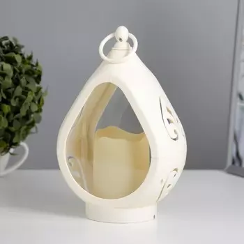 Светодиодная свеча в подсвечнике RISALUX «Фонарь средний», LED-ночник, от батареек 3ААА, белый, 158.522 см