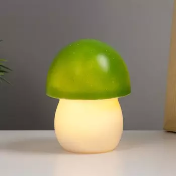 Фигурка светящаяся RISALUX «Грибок», LED-ночник, 3LR44, белый-зелёный, 8813 см