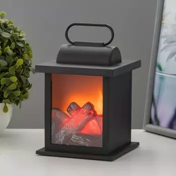 Ночник "Камин" LED от батареек 3хАА черный 12х12х16 см