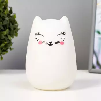 Фигурка светящаяся RISALUX «Кошечка», LED-ночник, от батареек, белый, 9.5913.5 см