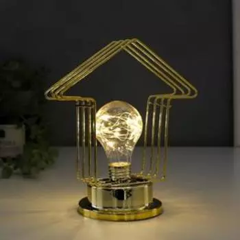 Ночник лофт 16459/1 LED от батареек 3хАА золото 10х10х20 см RISALUX