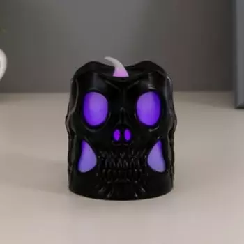 Ночник "Мини-череп" свеча LED от батареек 3хAG10 черный 5,5х5,5х7 см