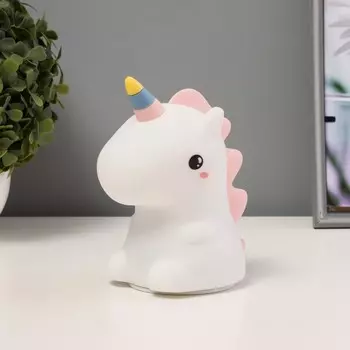 Фигурка светящаяся RISALUX «Единорог», LED-ночник, мякиш, USB, АКБ, белый, 9.51314.5 см