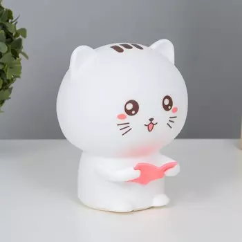 Фигурка светящаяся RISALUX «Котенок», LED-ночник, мякиш, от USB, АКБ, 121016.3 см