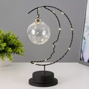 Фигурка светящаяся RISALUX «Мун», LED-ночник, от USB/батареек 3AA, чёрный, 1 81826.5 см