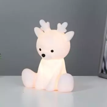 Фигурка светящаяся RISALUX «Оленёнок», LED-ночник, от батареек 3ААА, белый, 101518 см
