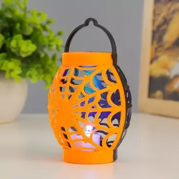 Фигурка светящаяся RISALUX «Паутина», LED-ночник, RGB, 3AG10, оранжево-чёрный, 669 см