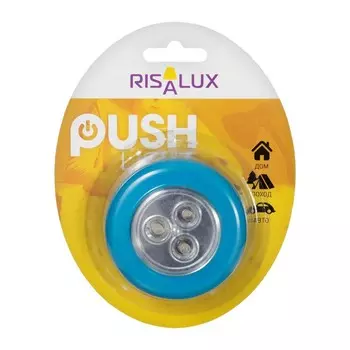 Ночник-пушлайт "Круг" 3 диода, 3ААА голубой 2,5х6,5х6,5 см RISALUX