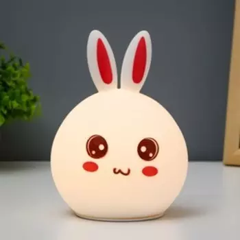 Фигурка светящаяся RISALUX «Антистресс зайчонок», мякиш, ночник, силикон, 4LED, USB, 161110.5 см