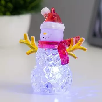 Фигурка светящаяся RISALUX «Снеговик», LED-ночник, 1 Вт, RGB, 3LR44, прозрачный, 8810 см