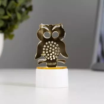Фигурка светящаяся RISALUX «Сова», LED-ночник, от батареек 3LR41, золото, 3.53.56 см