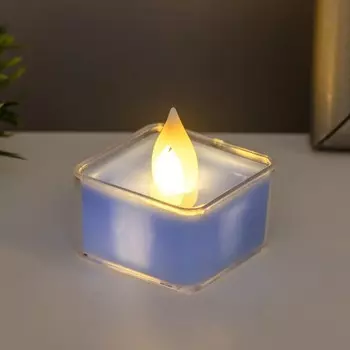 Ночник "Свеча квадрат" LED 0,5Вт от батареек 3хAG10 синий 4х4х4,5 см RISALUX