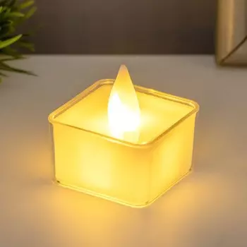Светодиодная свеча, ночник LED RISALUX «Квадрат», 0.5 Вт, от батареек 3AG10, белый, 444.5 см