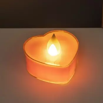 Светодиодная свеча, ночник LED RISALUX «Сердце», 0.5 Вт, от батареек 3AG10, розовый, 554 см