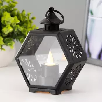 Ночник "Свеча в гексе" 3хLR1130 черный 6х11х14 см RISALUX