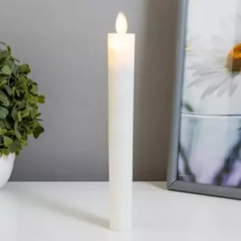 Ночник "Свеча высокая" LED 3000К от батареек 2хAА белый 2х2х21,5 см