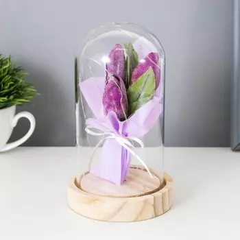 Ночник "Тюльпаны" LED от батареек 3хLR1130 фиолетовые 9,5х9,5х16,5 см