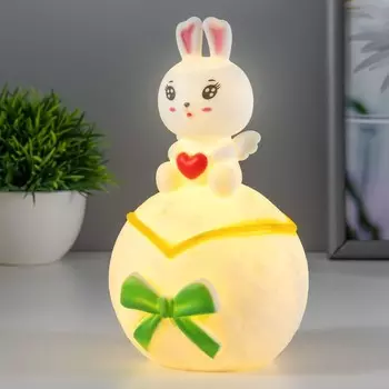 Фигурка светящаяся RISALUX «Зайка на луне», LED-ночник, 1 Вт, 3LR44, белый, 101017 см