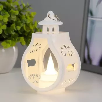 Светодиодная свеча в подсвечнике RISALUX «Застывшая», ночник LED, 3LR1130, белый, 57.512 см