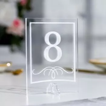 Номер на стол "Прямоугольный. 8", акрил, 8х5х11,5 см