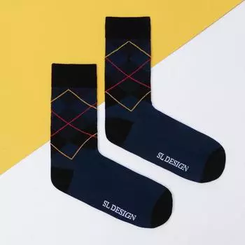 Носки "Английская клетка в синем" р. 39-40 (24-26 см)