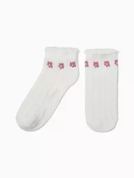 Носки "Белые в цветок", р-р 36-39