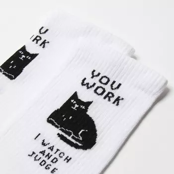 Носки Cat, цвет белый, размер 25-27 (39-41)