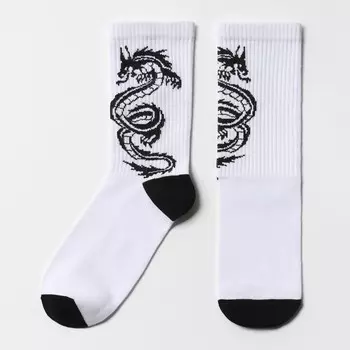Носки белые «Дракон», р-р 23