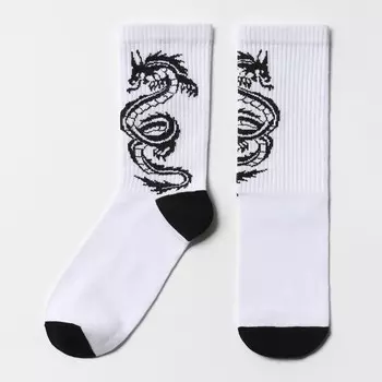 Носки мужские белые «Дракон», р-р 27