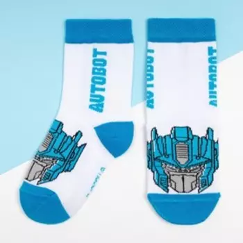 Носки детские "Autobot", Transformers, цвет белый, 16-18 см