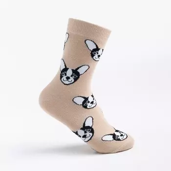 Носки детские, цвет бежевый/принт собачки, размер 18