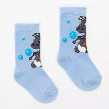 Носки детские, цвет голубой, размер 7-8