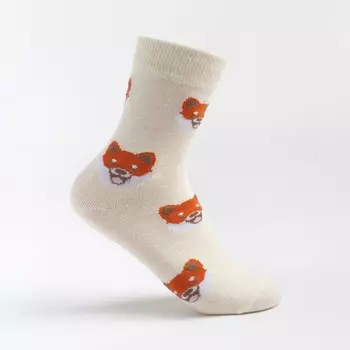 Носки детские, цвет молочный/принт собачки, размер 14